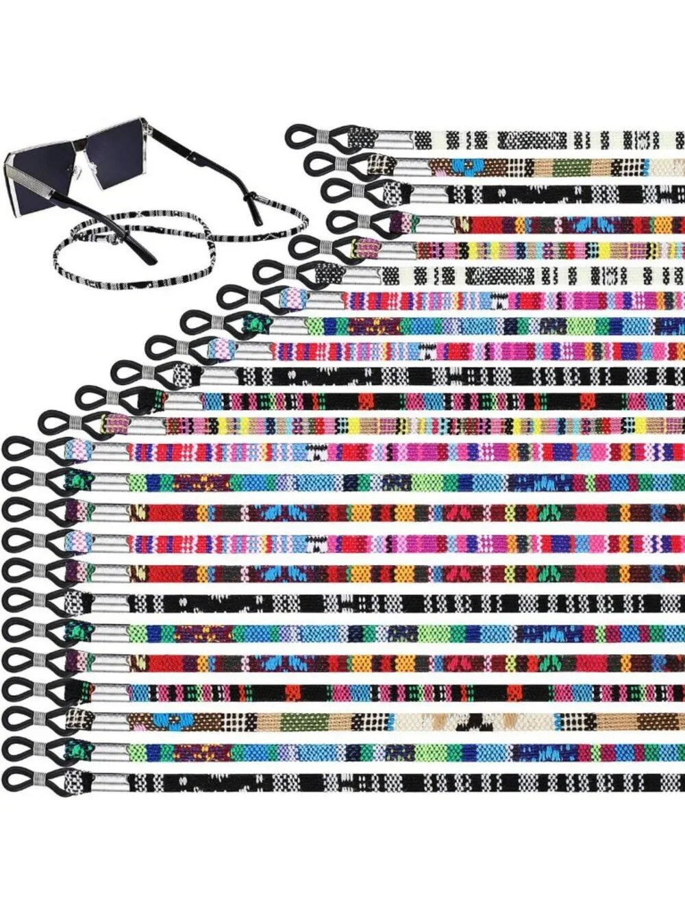 Multicolored Eyeglass Holder Lanyard Strap - 24 Pack Sunglasses Retainer Chain